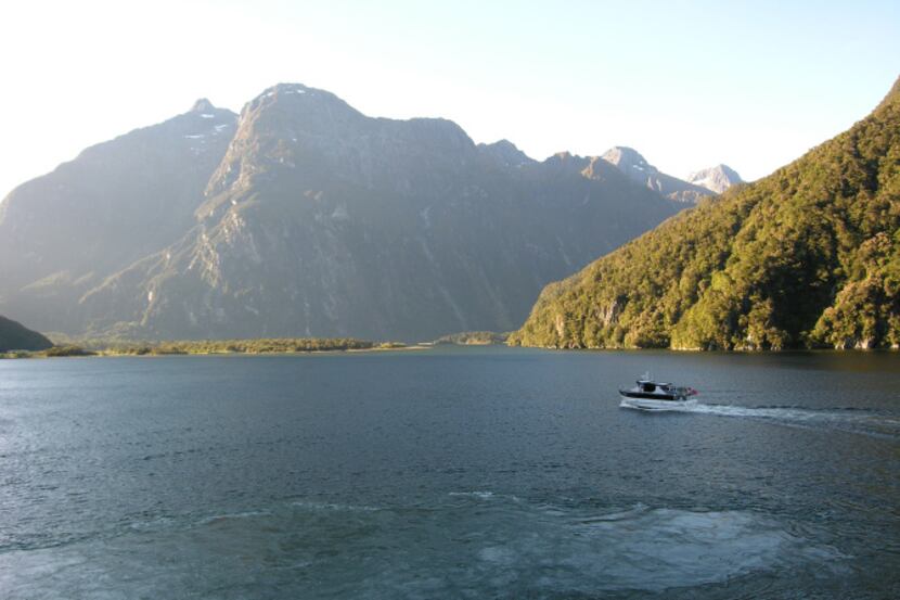 Turn-around waters at the end of Milford Sound, New Zealand, on Celebrity Century.