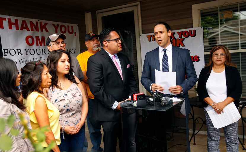 HMK landlord Khraish Khraish (second from right) announced at a press conference that he'd...