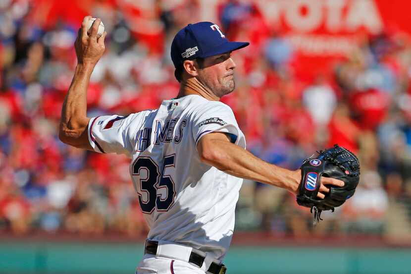 Texas Rangers starting pitcher Cole Hamels (35) is pictured during the Toronto Blue Jays vs....