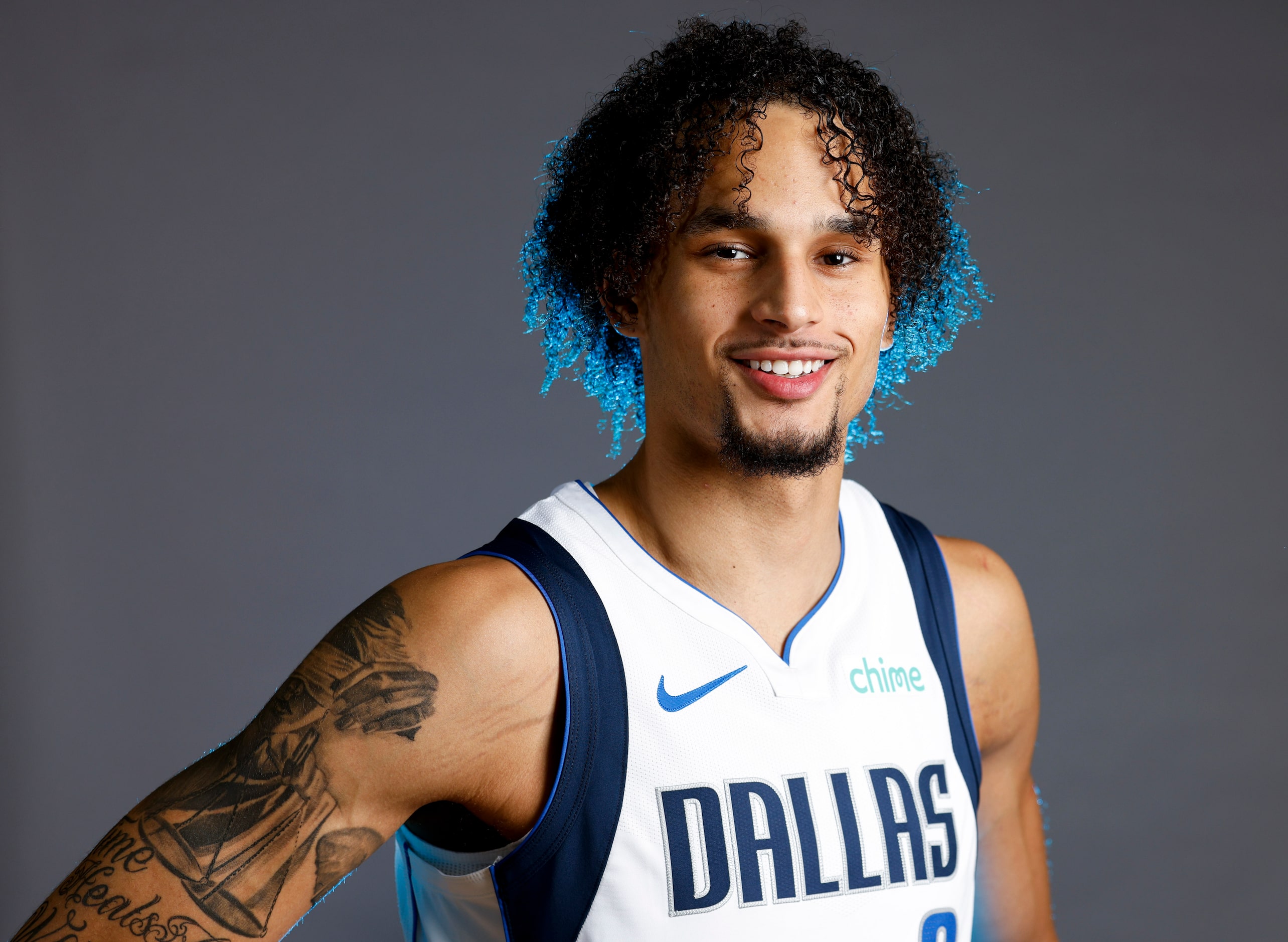 Dallas Mavericks rookie Dereck Lively II poses for a photo during the media day on Friday,...