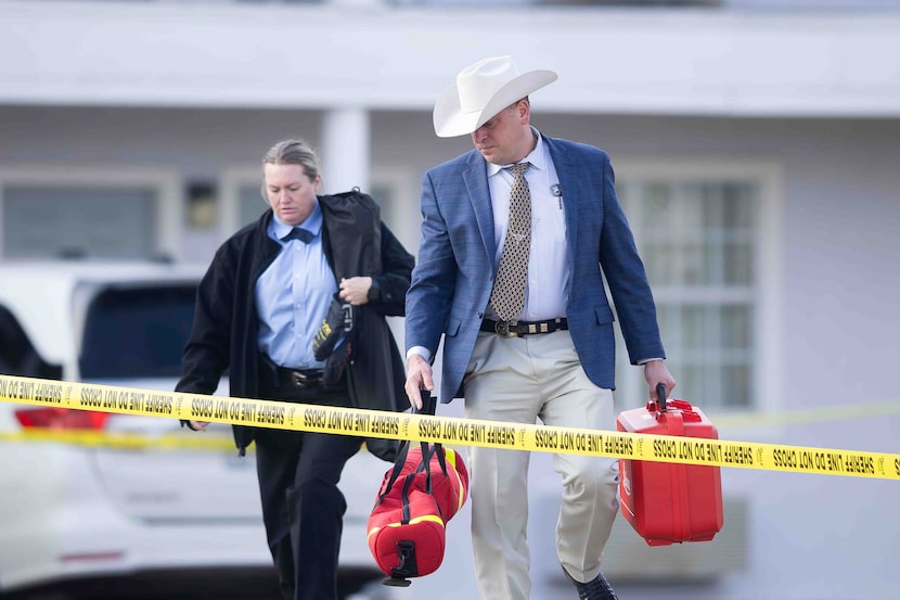 Kaufman County Sheriff investigate the scene where Terrell police officer Jacob Candanoza...