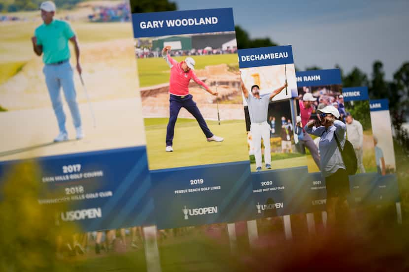 Fans arrive for a practice round at the U.S. Open golf tournament Wednesday, June 12, 2024,...