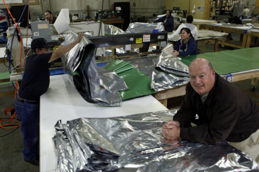 Steve Hanna, CEO of Protective Packaging Corporation, poses in the bag production area of...