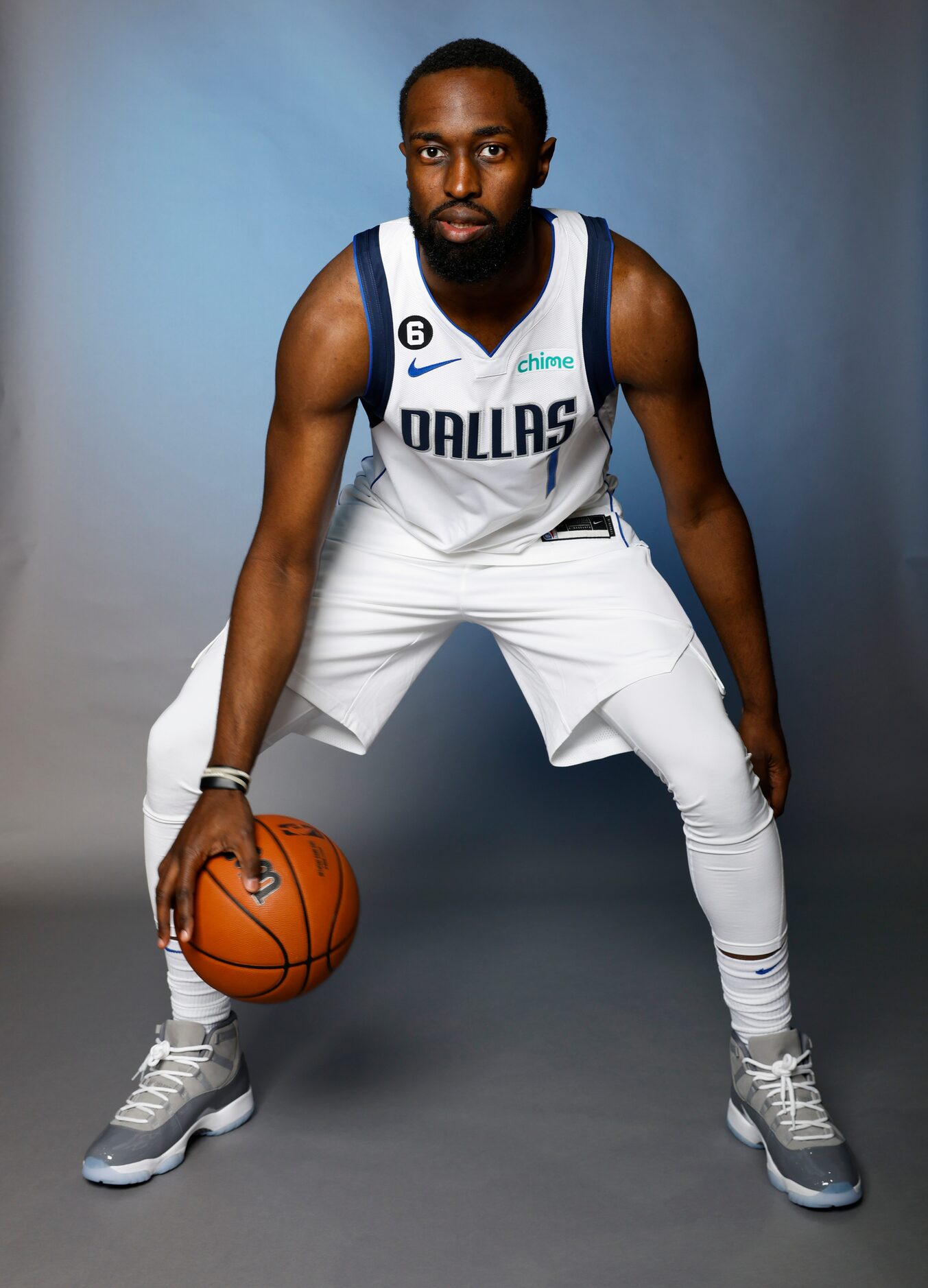 Dallas Mavericks’ Theo Pinson is photographed during the media day at American Airlines...