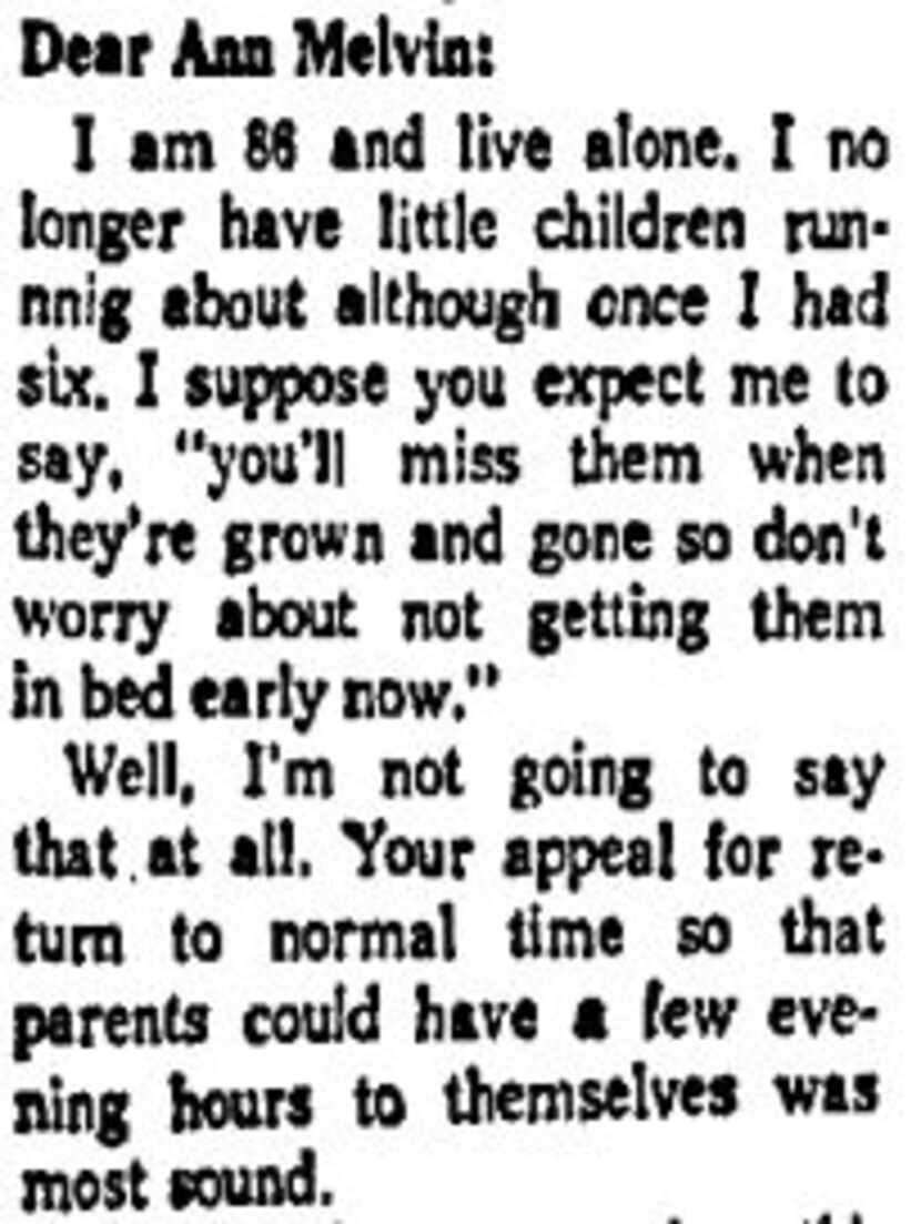 Letter from a reader responding to Melvin's original column about daylight saving time...