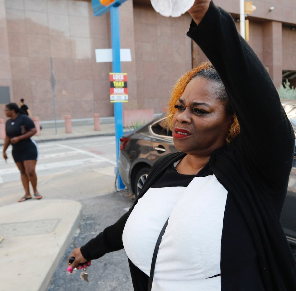 Sandra Harper, the mother of James Harper, leaves the Earle Cabell Federal Building in...