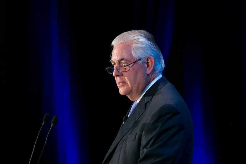 Rex Tillerson, Chairman, President and CEO of Exxon Mobil Corporation speaks during an...