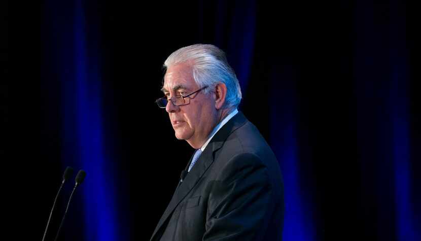 Rex Tillerson, Chairman, President and CEO of Exxon Mobil Corporation speaks during an...