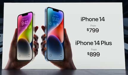 Pricing for the new iPhone 14 models.