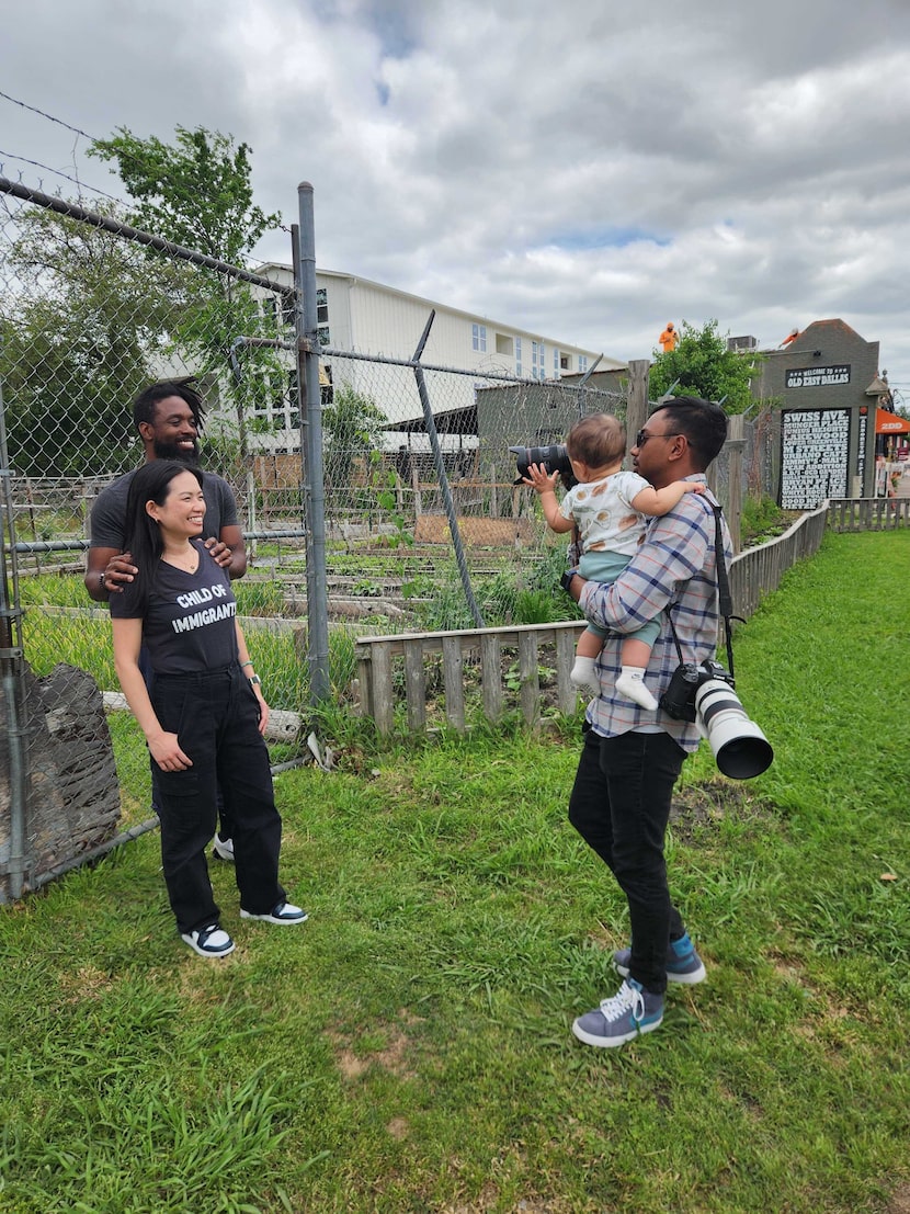 Dallas Morning News staff photographer Shafkat Anowar takes a photo  of Nancy Tiên, and her...