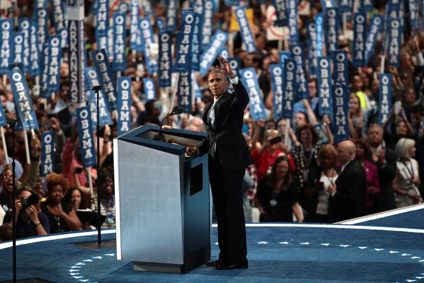 President Barack Obama acknowledged the crowd as he took the stage Wednesday night.