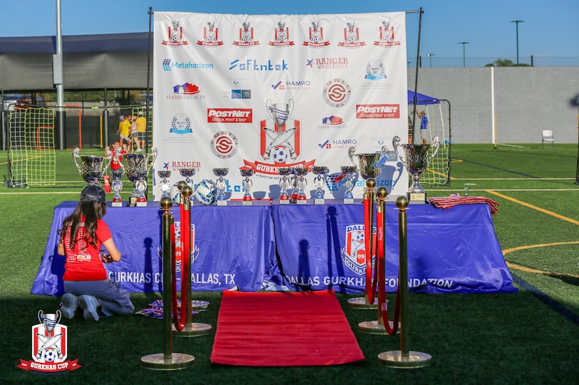 Trophies await the winners of the Gurkha Cup.