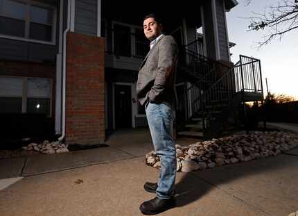 Ibrahim Yousif stands in front of his apartment in Plano, Texas on Sunday. He served for...