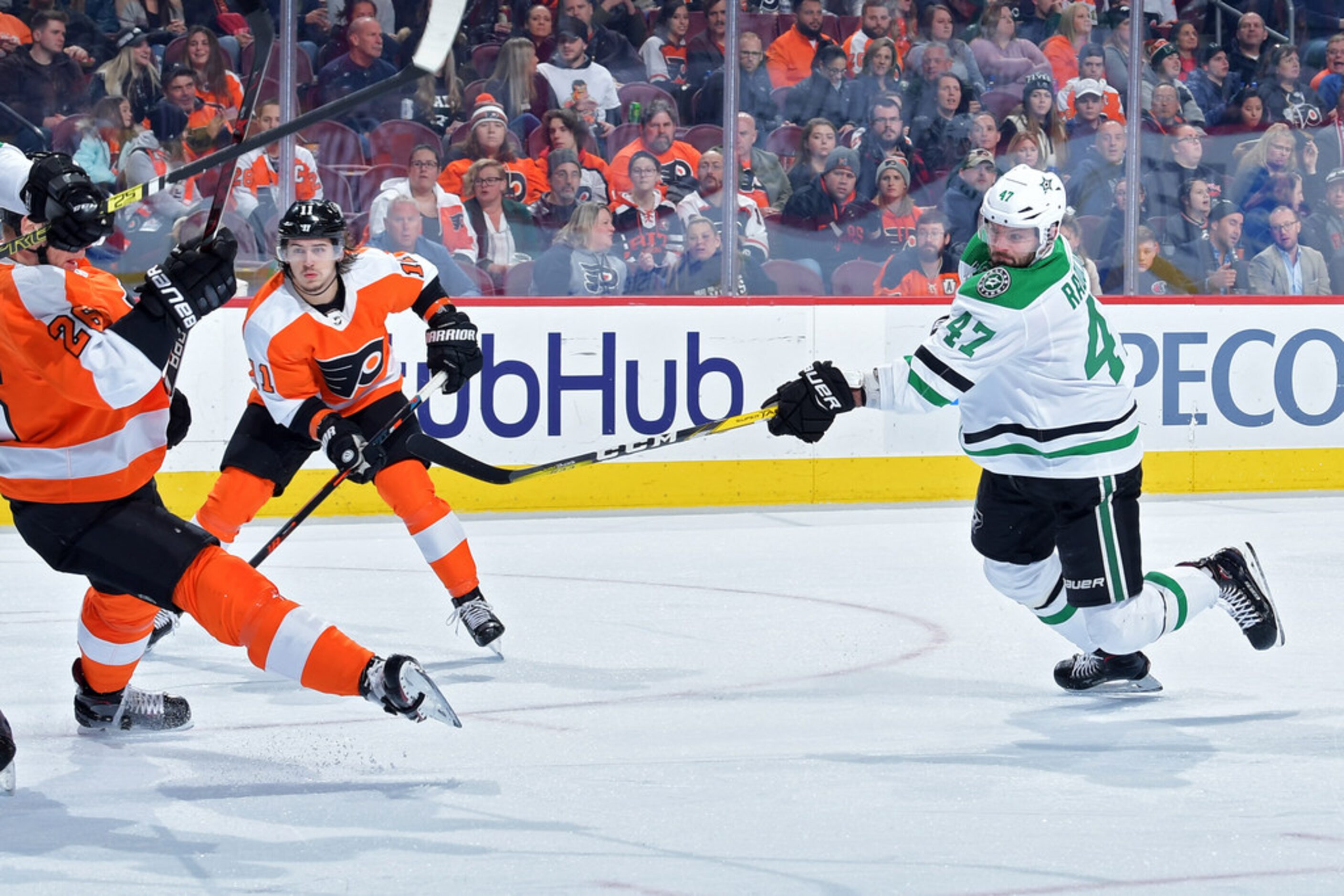 PHILADELPHIA, PENNSYLVANIA - JANUARY 10: Alexander Radulov #47 of the Dallas Stars shoots...