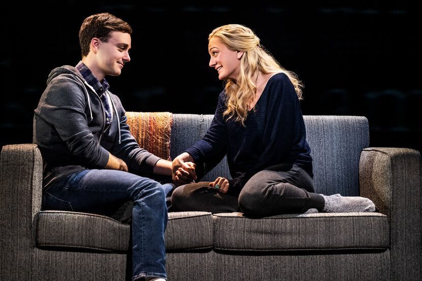 Stephen Christopher Anthony as "Evan Hansen" and Jessica E. Sherman as "Heidi Hansen" in the...