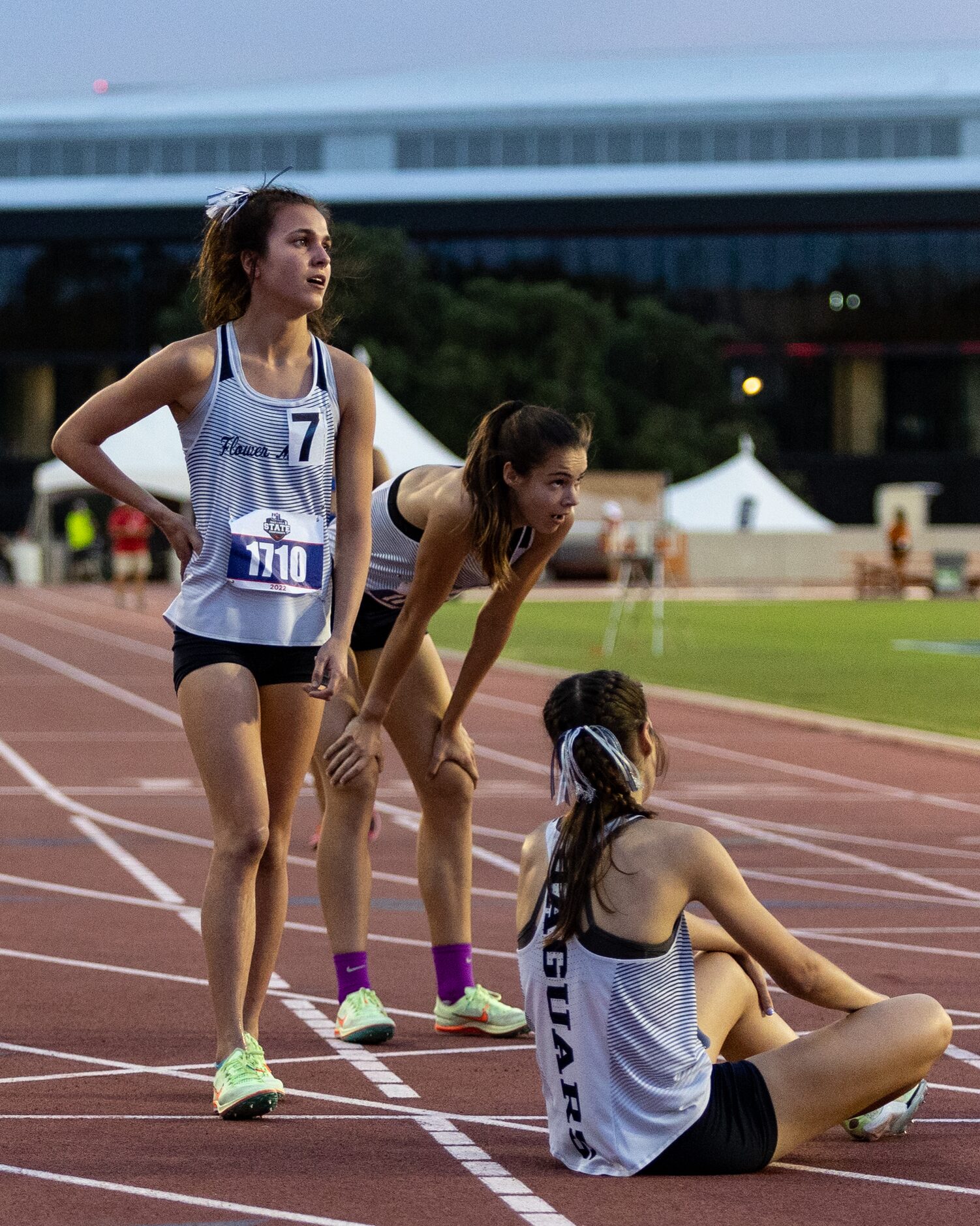 From left, Flower Mound teammates Natalie Cook, Samantha Humphries and Nicole Humphries...