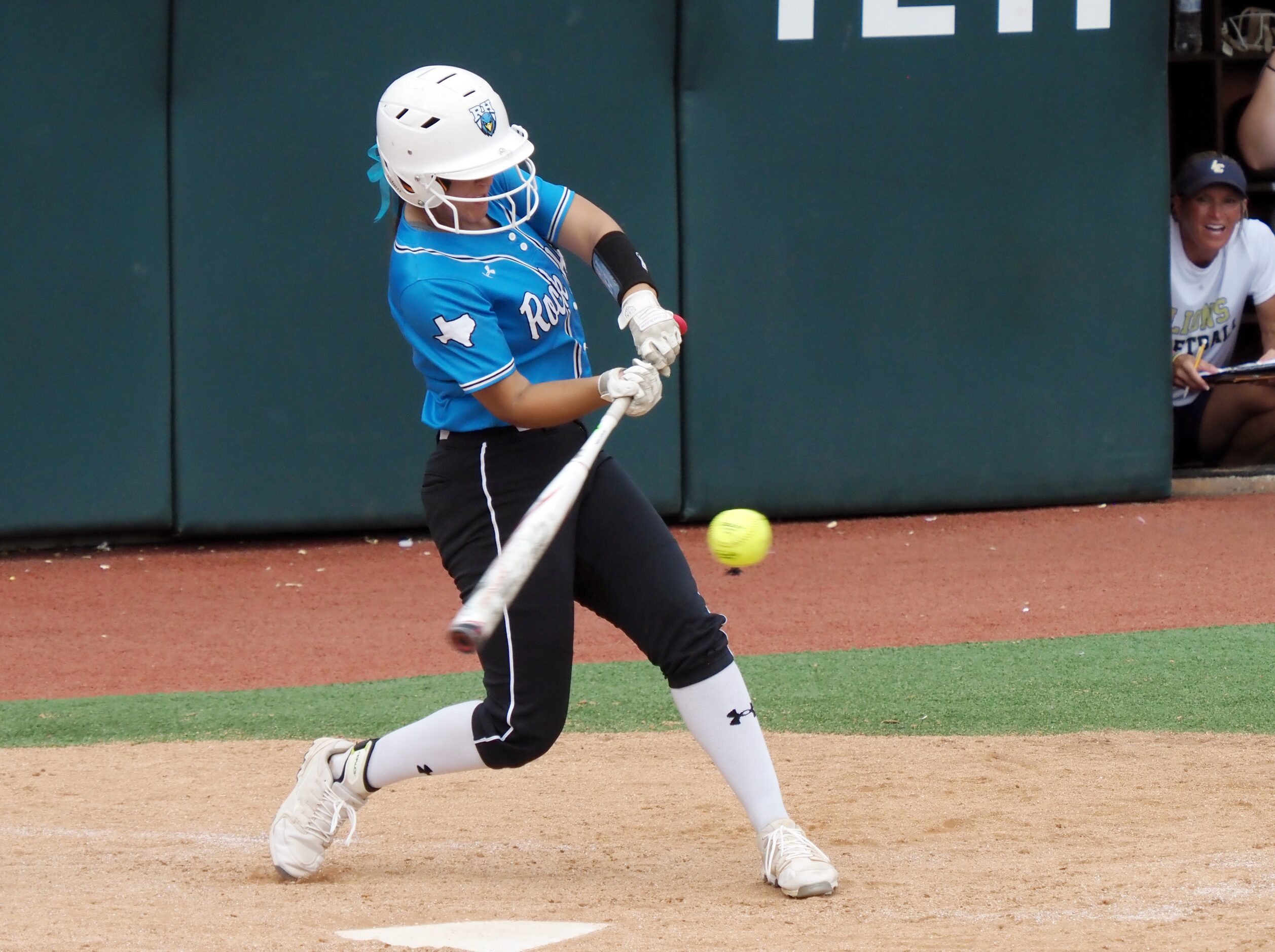 Prosper Rock Hill batter Katerina Luna hits a sacrifice fly in the 6th inning against...