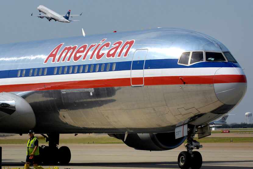 An American Airlines jet at Dallas-Fort Worth International Airport in 2013. 