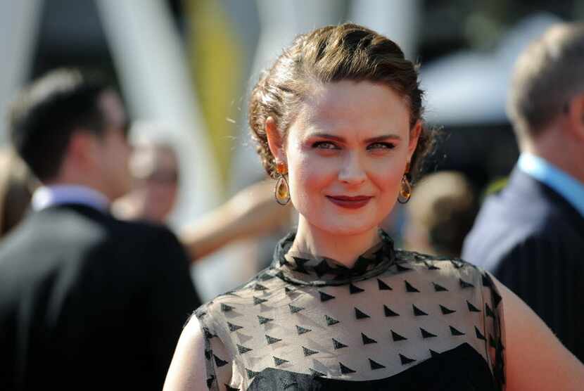 Emily Deschanel arrives at the 2012 Creative Arts Emmys at the Nokia Theatre in LA.