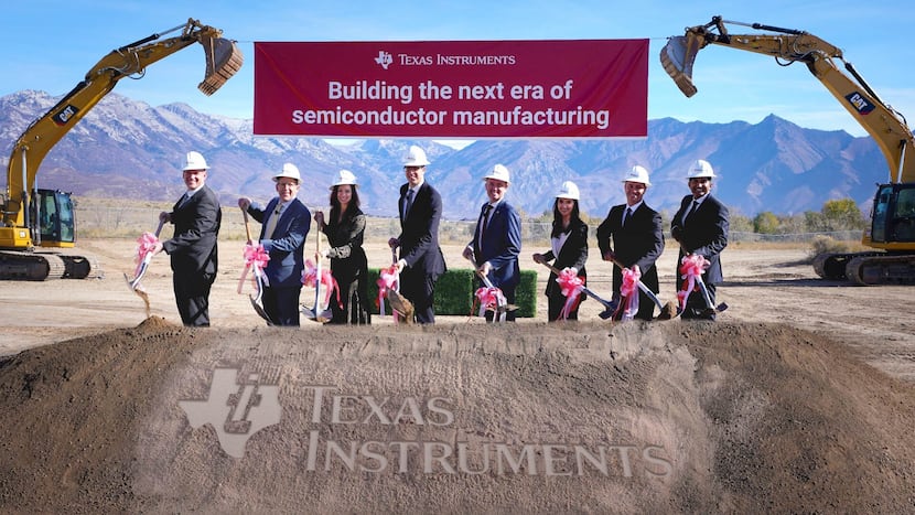 Texas Instruments and community leaders gathered Thursday, Nov. 2, 2023, in Lehi, Utah, for...