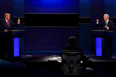 ARCHIVE - Donald Trump and Joe Biden squared off during a presidential debate on Oct. 22,...