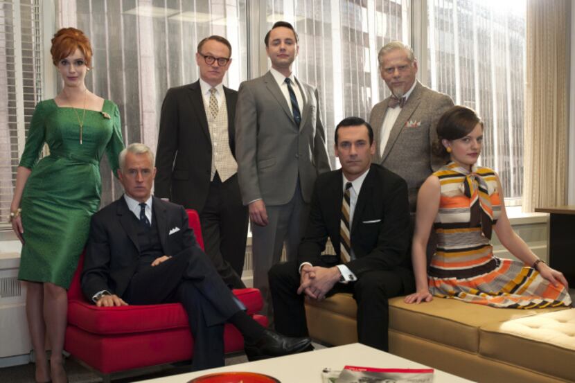 Thecast of "Mad Men," from left, Christina Hendricks, John Slattery, Jared Harris, Vincent...