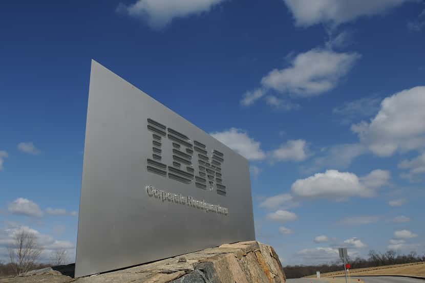 A sign marks the entrance to IBM corporate headquarters in Armonk, N.Y.