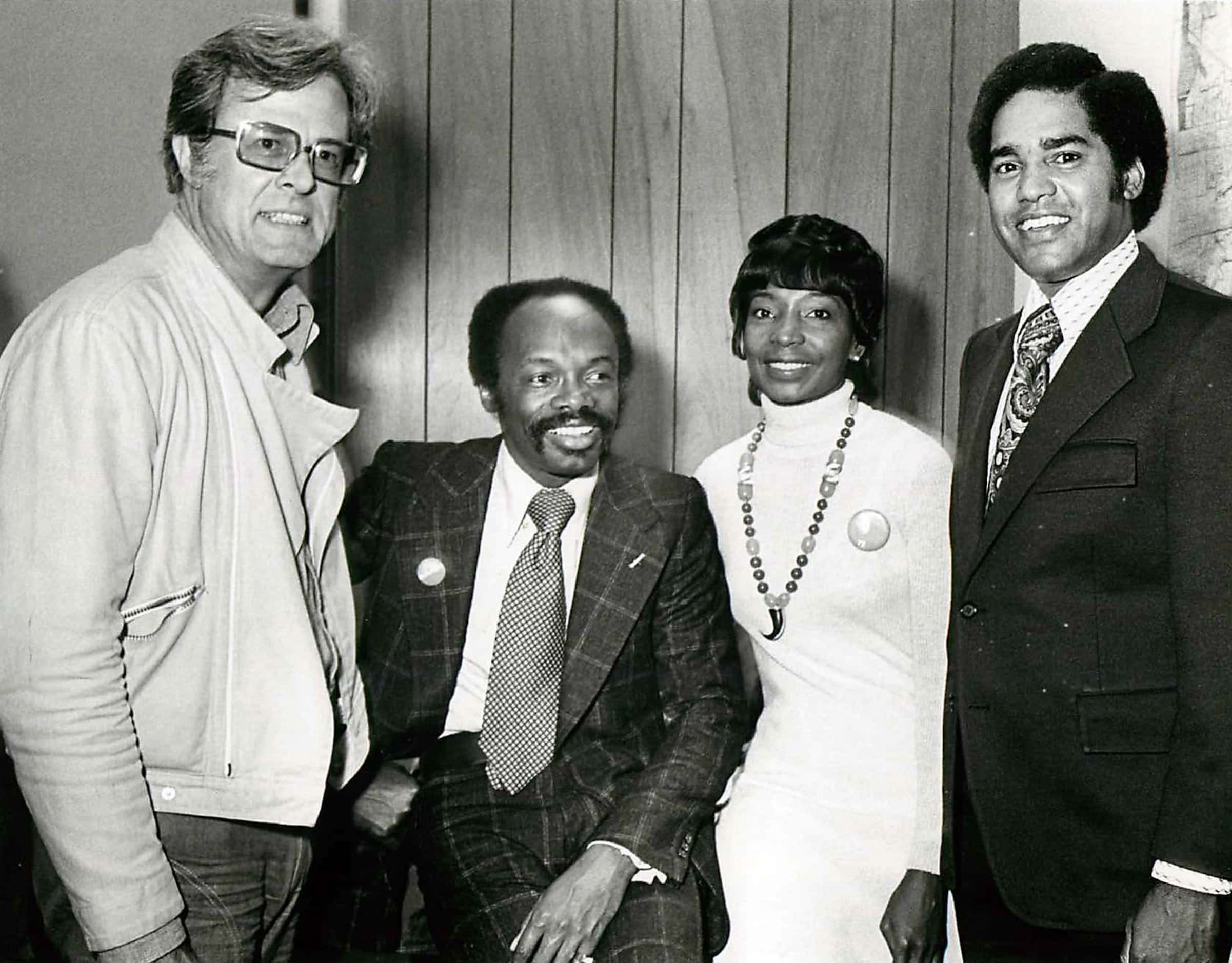 From left: Robert Culp, Willie Brown, Eddie Bernice Johnson and Sam Hudson circa 1972.