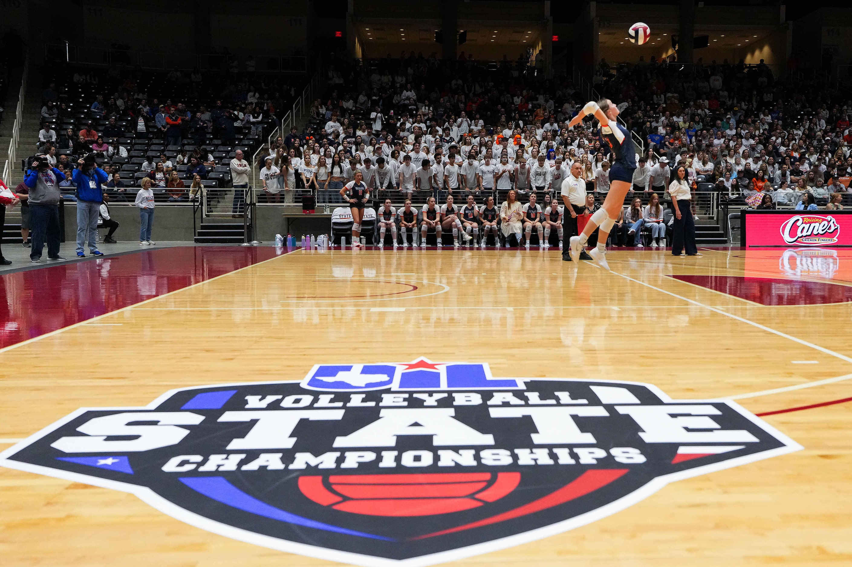 Frisco Wakeland's Breanna Cagle serves during the UIL Class 5A Division II volleyball state...