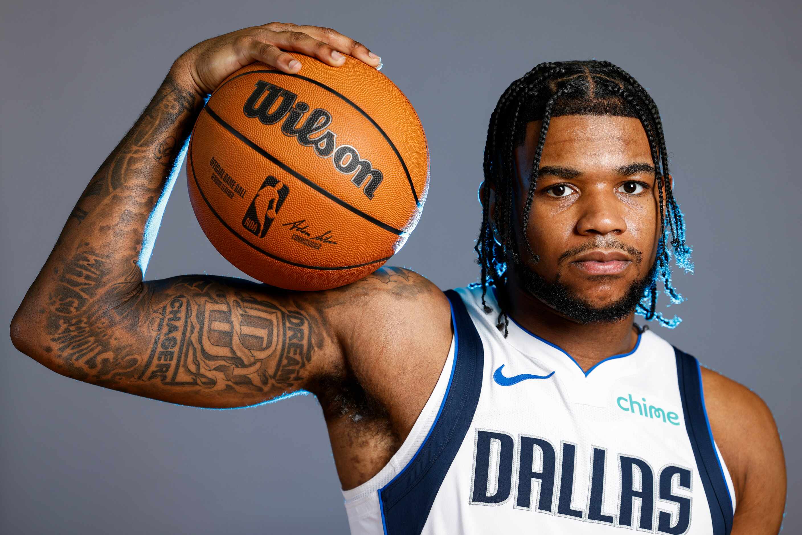 Dallas Mavericks’ Jaden Hardy poses for a photo during the media day on Friday, Sept. 29,...