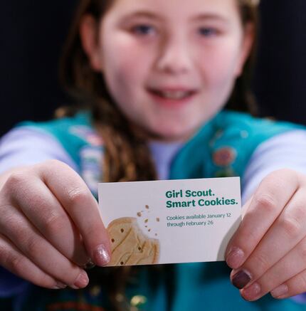 Sophia Bock, of Dallas, is one of many Girl Scouts in the Dallas area selling cookies online.