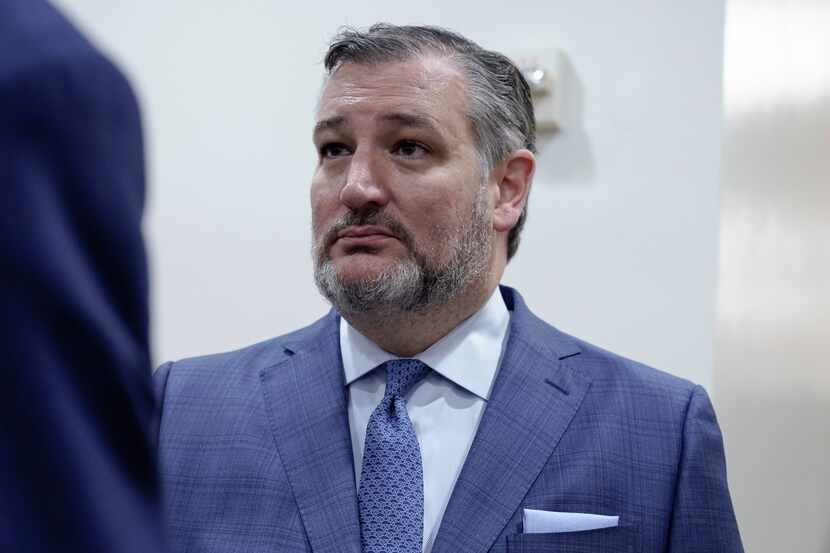 Sen. Ted Cruz, R-Texas, talks with reporters on Thursday, June 15, 2023, on Capitol Hill in...