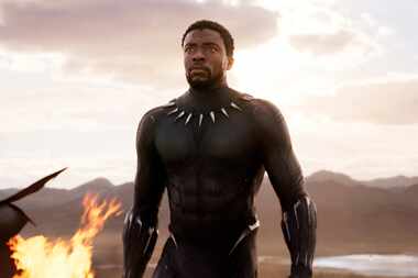 This image released by Disney and Marvel Studios' shows Chadwick Boseman in a scene from...