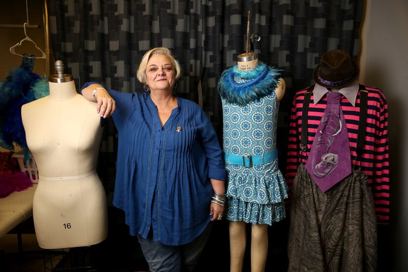 Costume designer Leila Heise with her designs for Seussical at Dallas Children's Theater in...