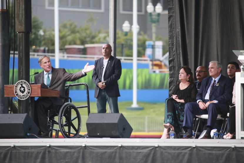 Gov. Greg Abbott, shown at last week's memorial service honoring victims of the Aug. 3 El...