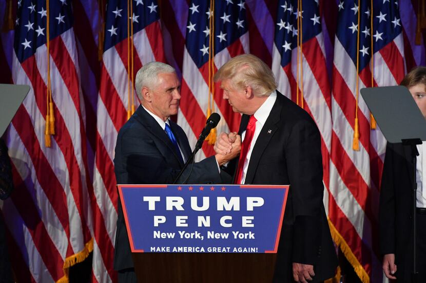 Donald Trump and Mike Pence in New York on Wednesday. (Ricky Carioti/The Washington Post)