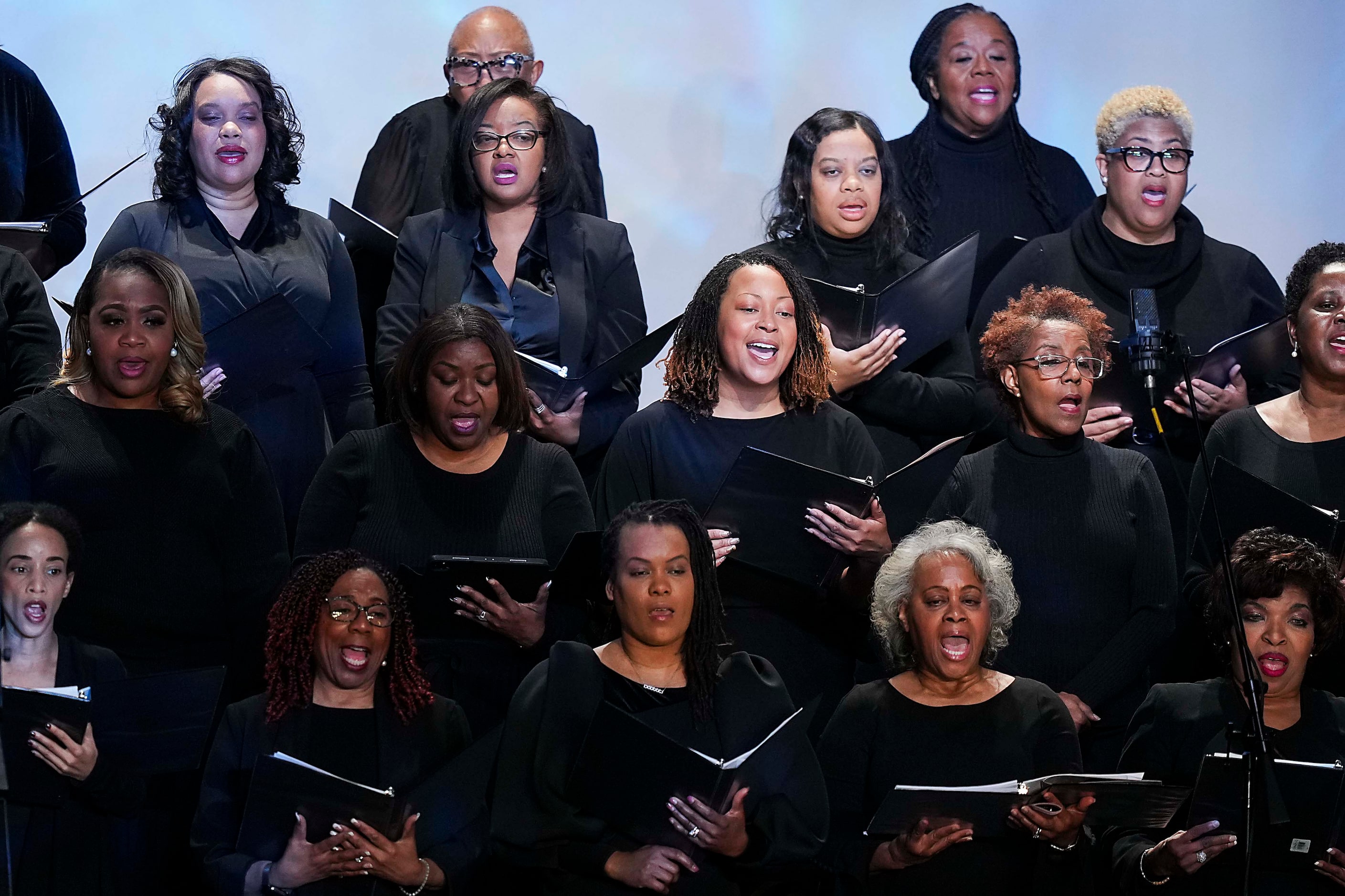 Members of the Community Choir sing during  funeral services for former U.S. Rep. Eddie...