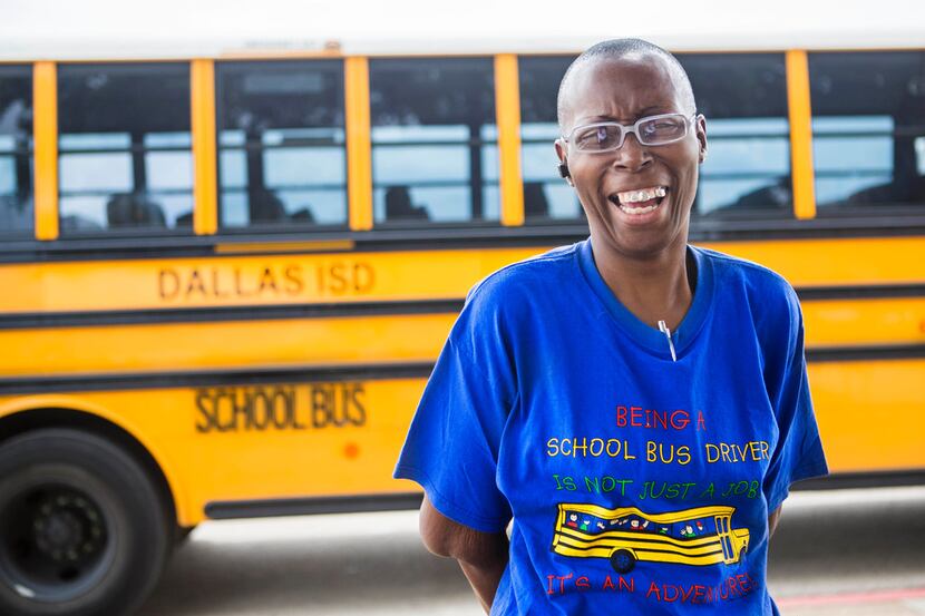 Veronica Kindall, a bus driver for Dallas ISD, attended driver orientation at Forester Field...