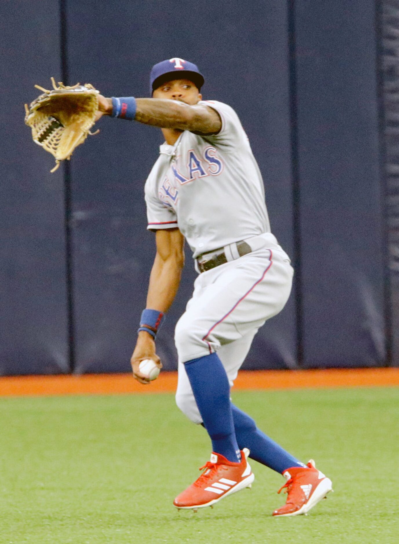 ST. PETERSBURG, FL - JUNE 30: 
Danny Santana #38 of the Texas Rangers prepares to through...