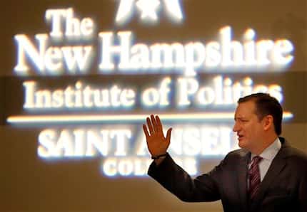  Sen. Ted Cruz speaks Monday with business leaders during a Politics and Eggs breakfast in...