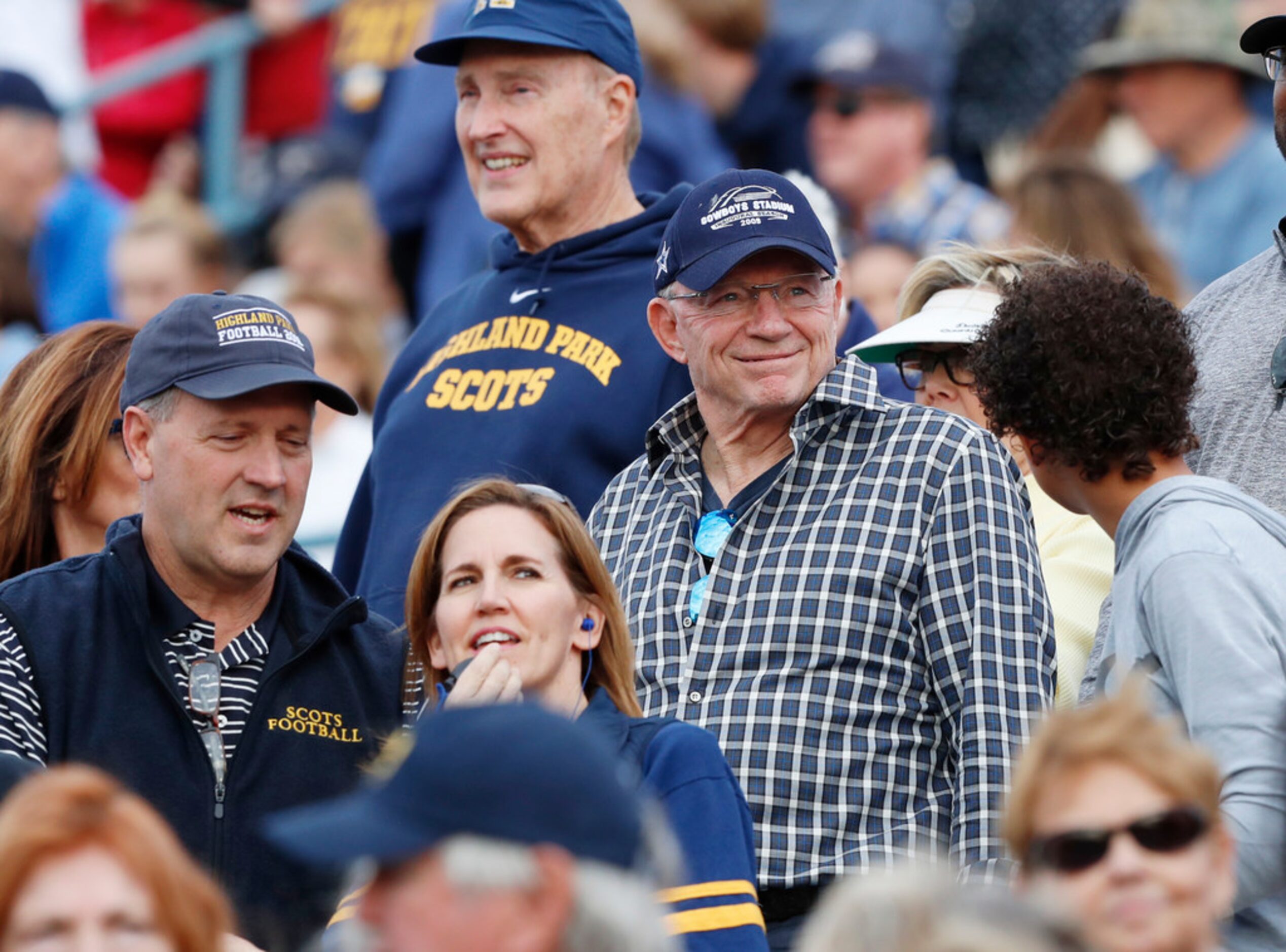 Dallas Cowboys Owner Jerry Jones with Hiland Park High School fans
during the second half of...