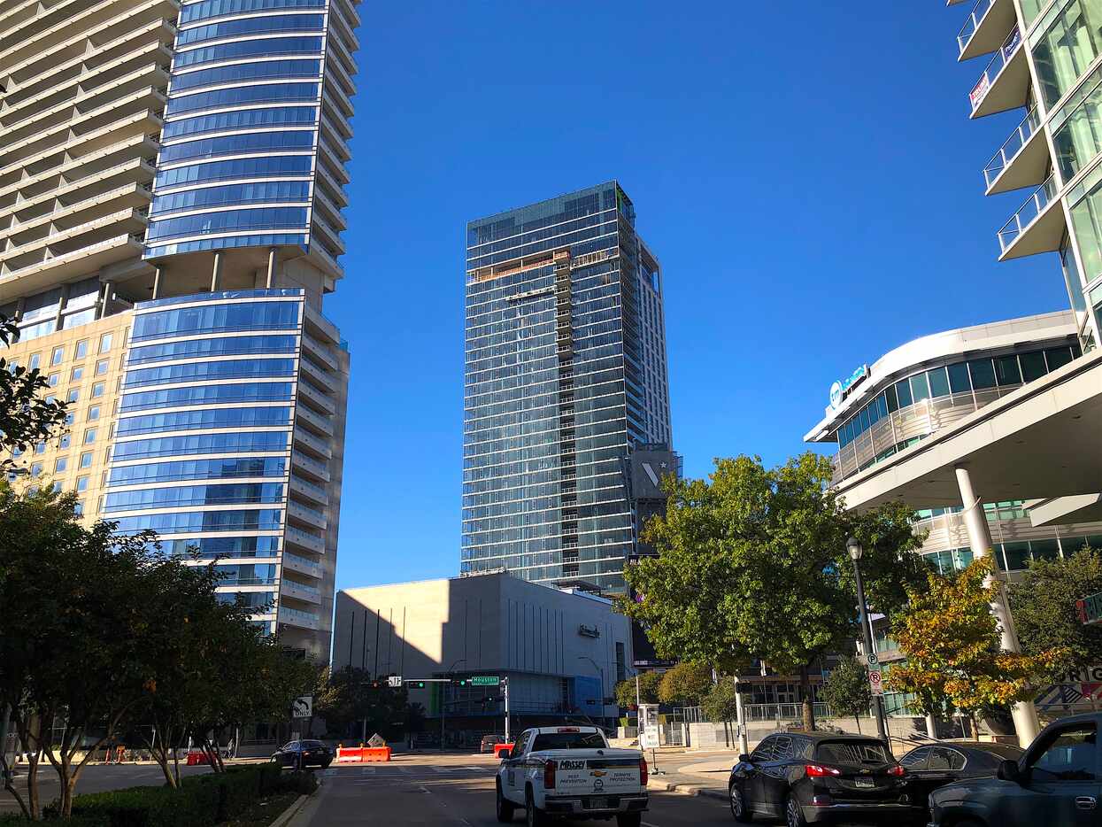 The 40-story Victor apartment high-rise is the tallest building in Victory Park.