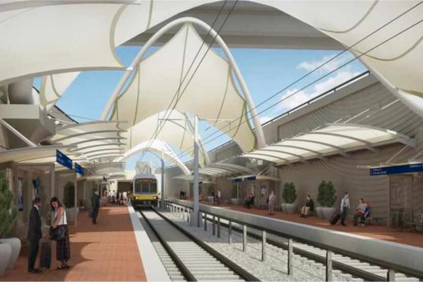
This artist’s rendering indicates what the new DART station at Dallas/Fort Worth...