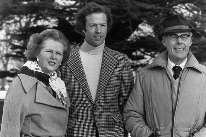 In 1982, Mark Thatcher stands nexts to his mother, British Prime Minister Margaret Thatcher,...