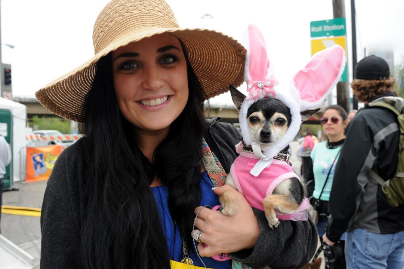 Mindy Lopez and her Easter bunny Sadie are ready to walk in the annual pet parade at the...