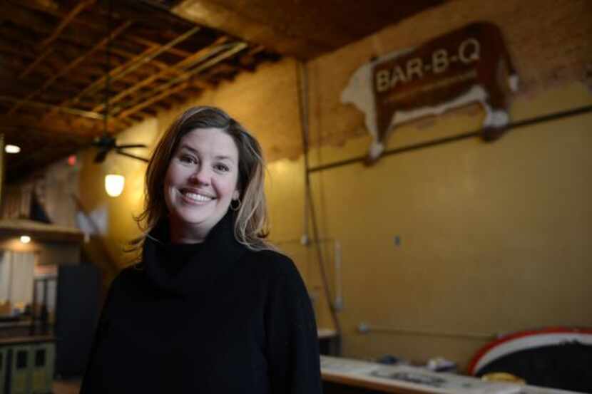 
Jill Bergus, co-owner of Lockhart Smokehouse, stands inside the restaurant's new location...