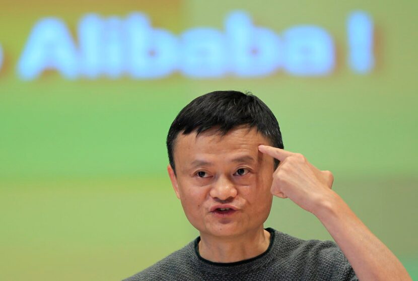 Jack Ma, executive chairman of the Alibaba Group, gestures during a press conference with...