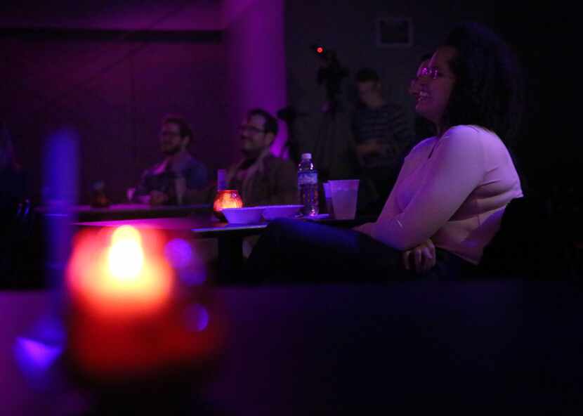 Kezza MacTavish listens to a local comedian perform at The Secret Group in Houston on Dec....