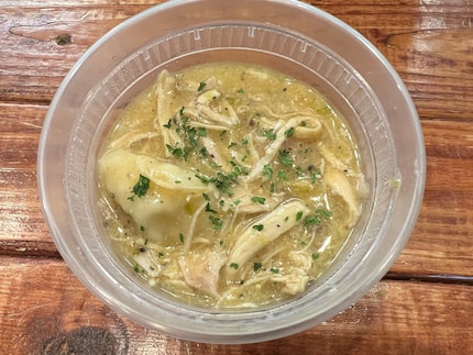 Chicken and dumplings at Kendall Karsen's Upscale Soul Food