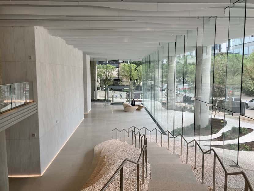 The lobby of the 27-story Harwood No. 14 tower north of downtown Dallas is almost ready to...